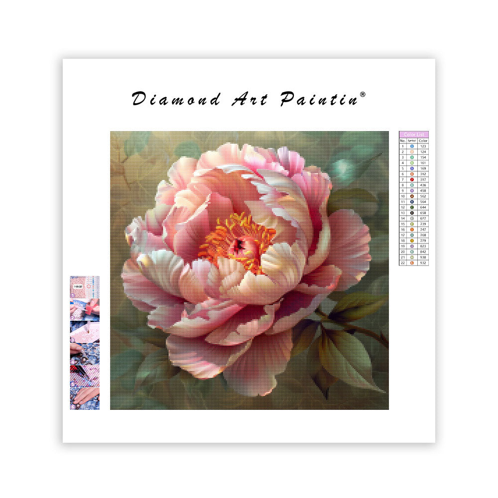 Blommande pion Grace - Diamantmålning