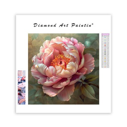 Blommande pion Grace - Diamantmålning