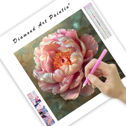 Blommande pion Grace - Diamantmålning