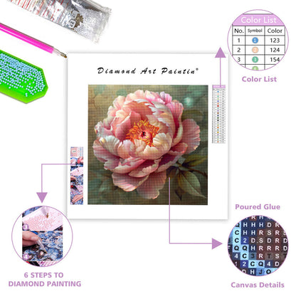 Blommande pion Grace - Diamantmålning