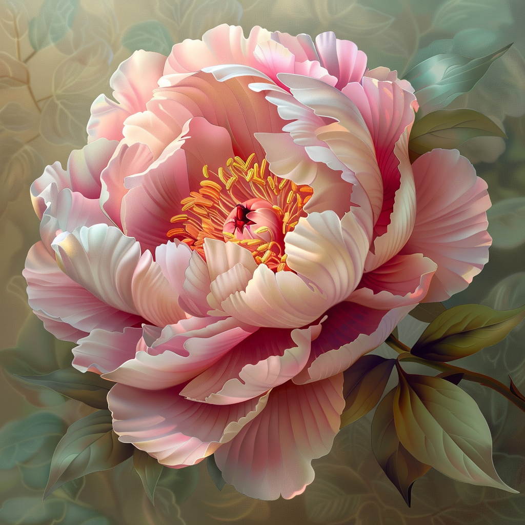 Blommande pion Grace - Diamantmålning