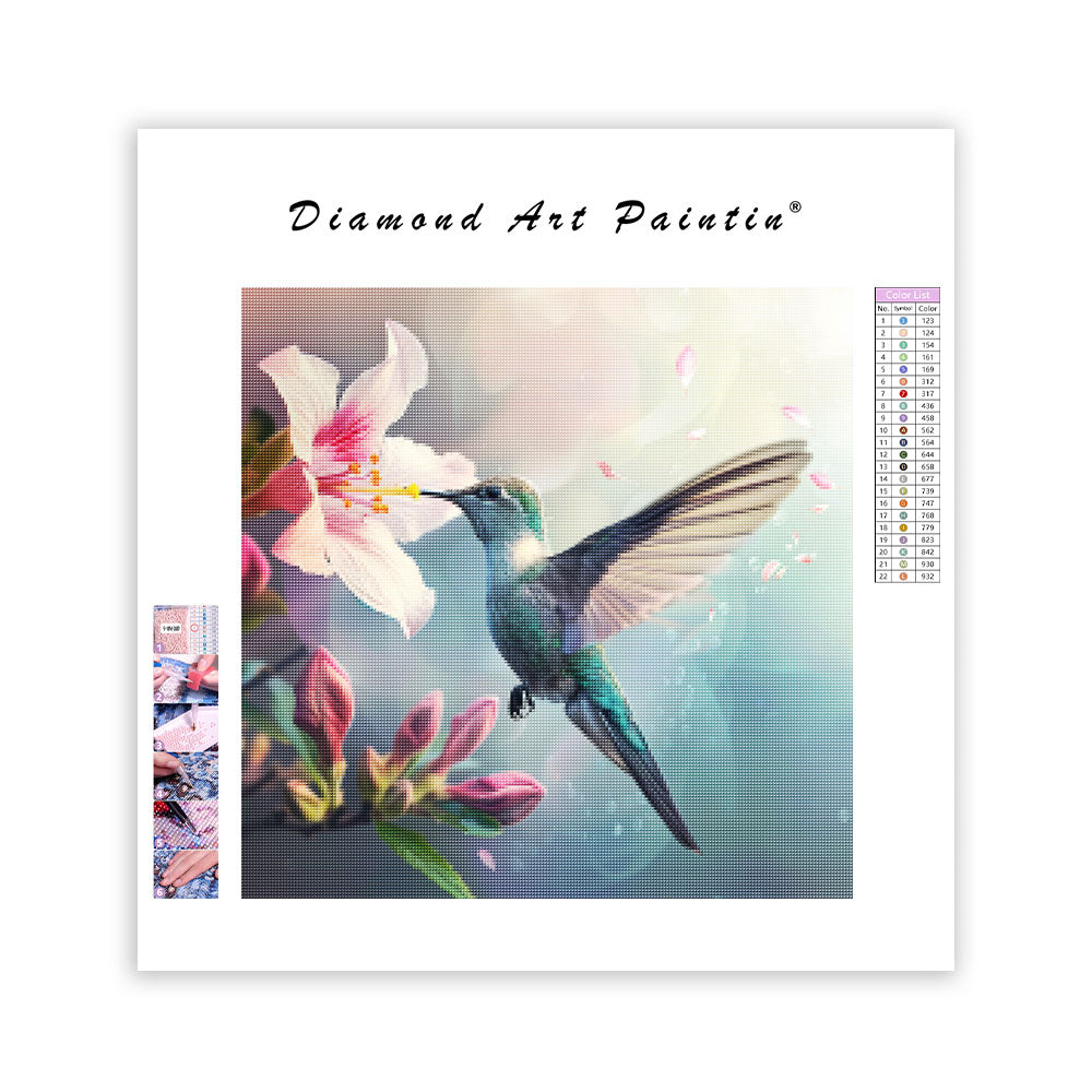 Blå kolibri-grace - diamantmålning