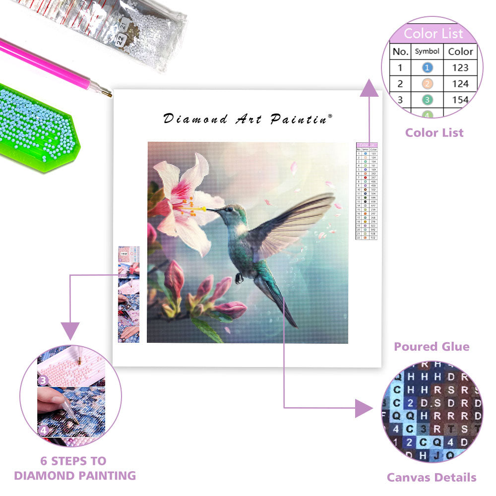 Blå kolibri-grace - diamantmålning
