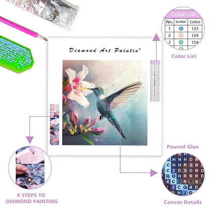 Blå kolibri-grace - diamantmålning