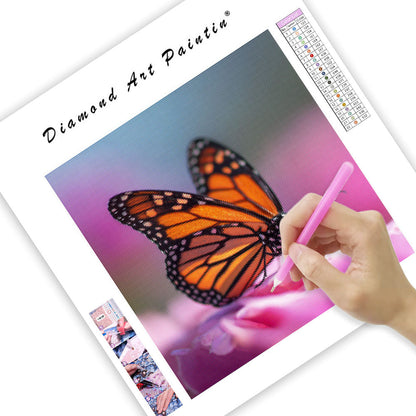 Fjäril i blom - Diamantmålning
