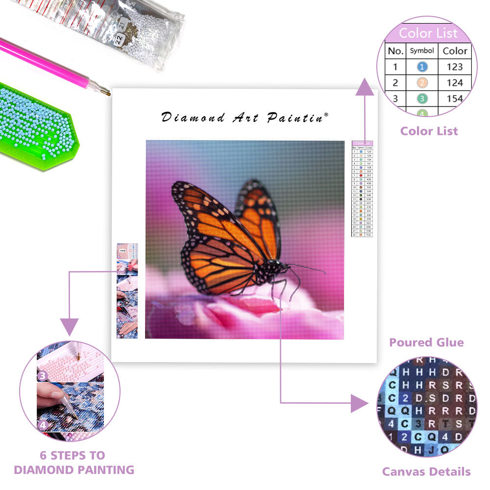 Fjäril i blom - Diamantmålning