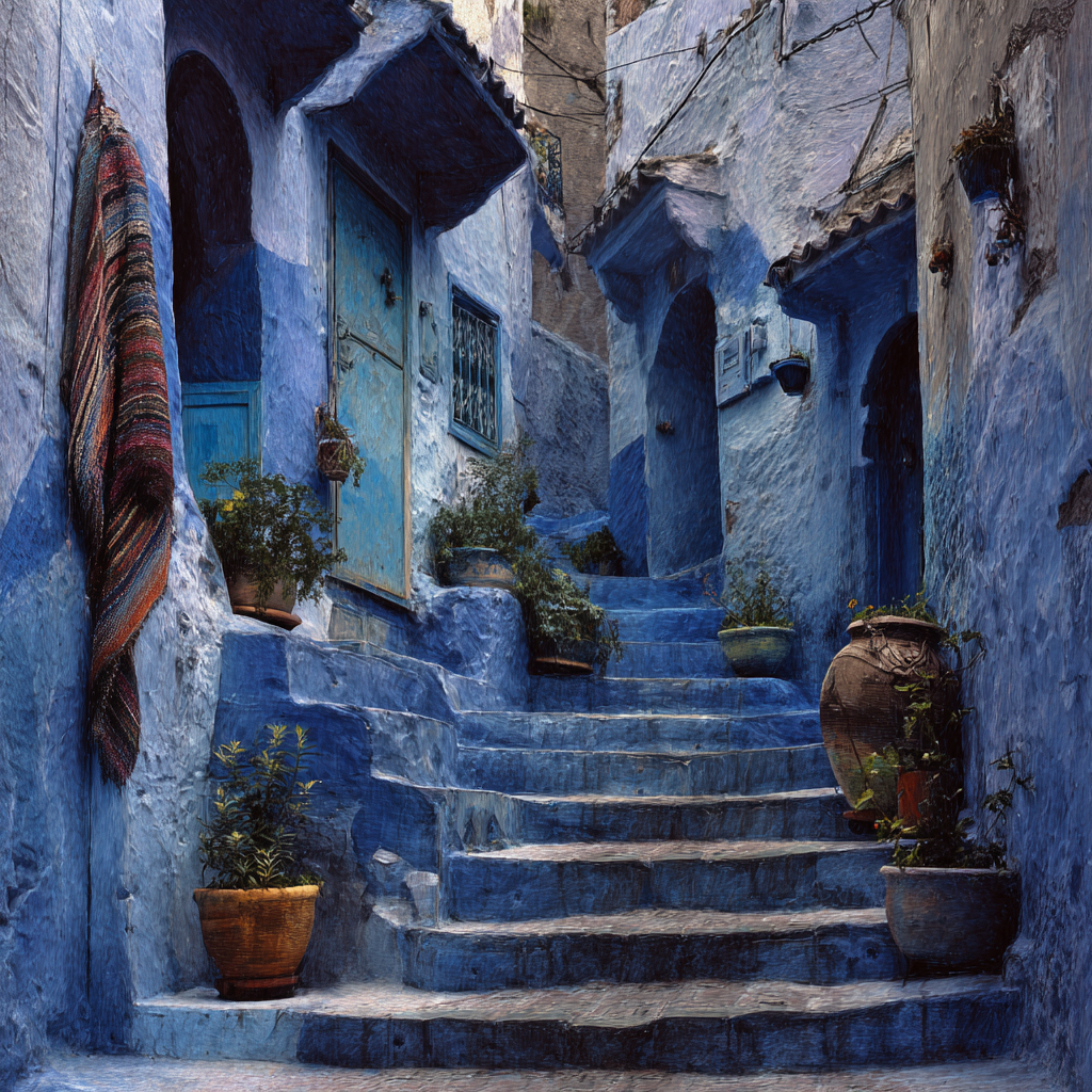 Chefchaouen Blå Gränd - Diamantmålning