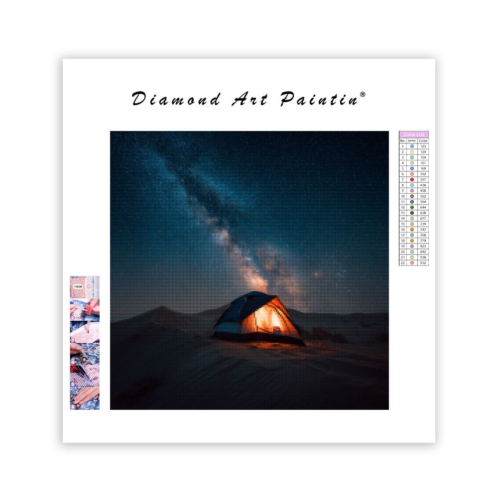 Ökenläger under Vintergatan - Diamantmålning