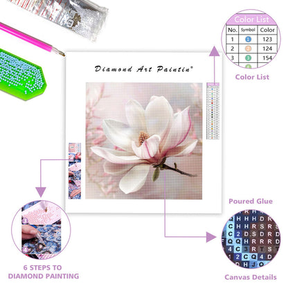 Elegant Magnoliablomma - Diamantmålning