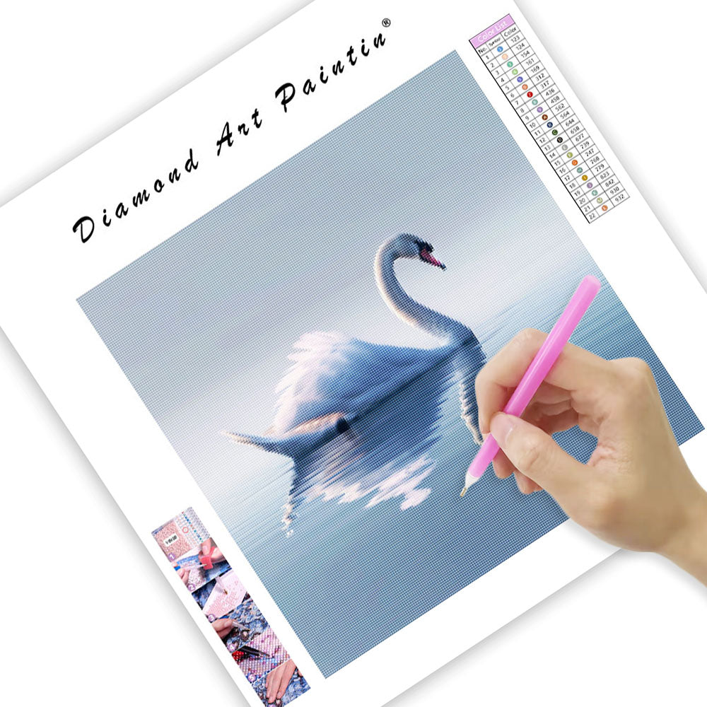 Elegant vit svan - diamantmålning