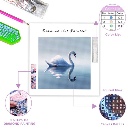 Elegant vit svan - diamantmålning