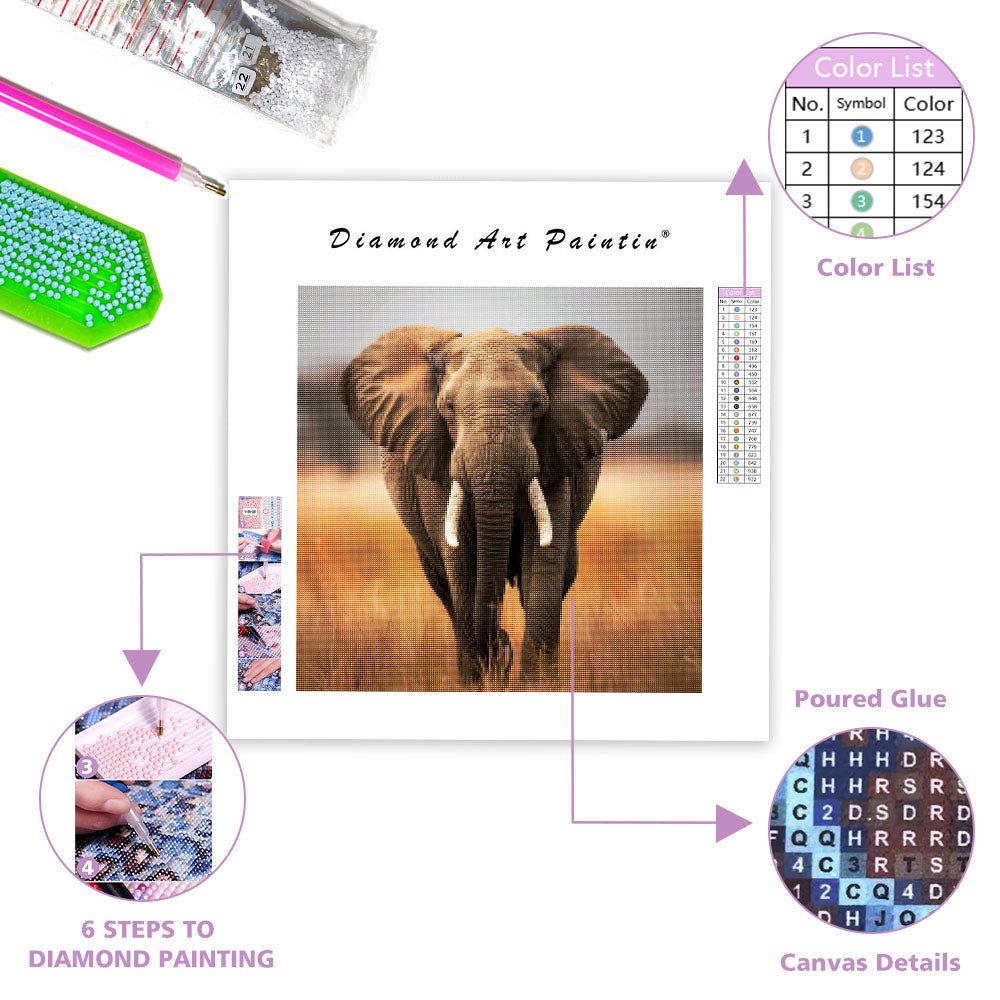 Mild elefant lugn - Diamantmålning