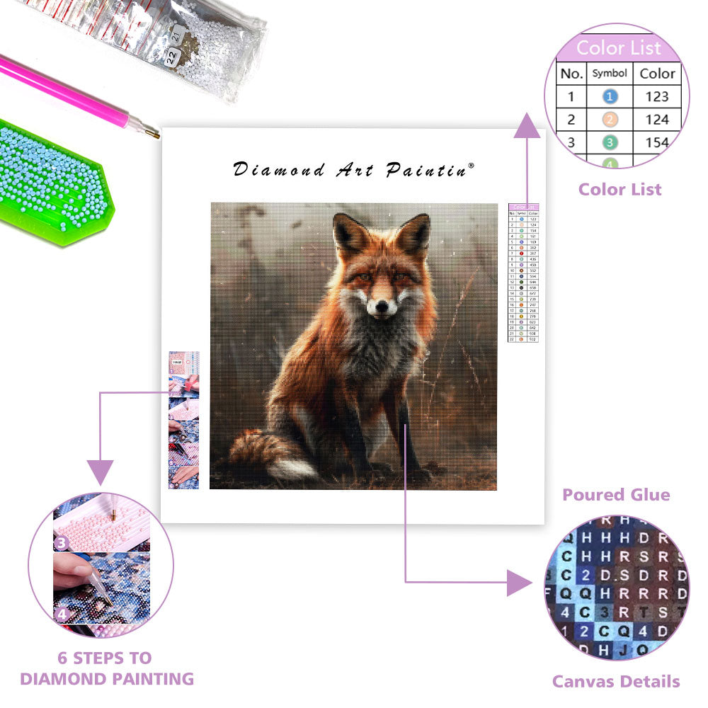 Porträtt av en mild räv - Diamantmålning