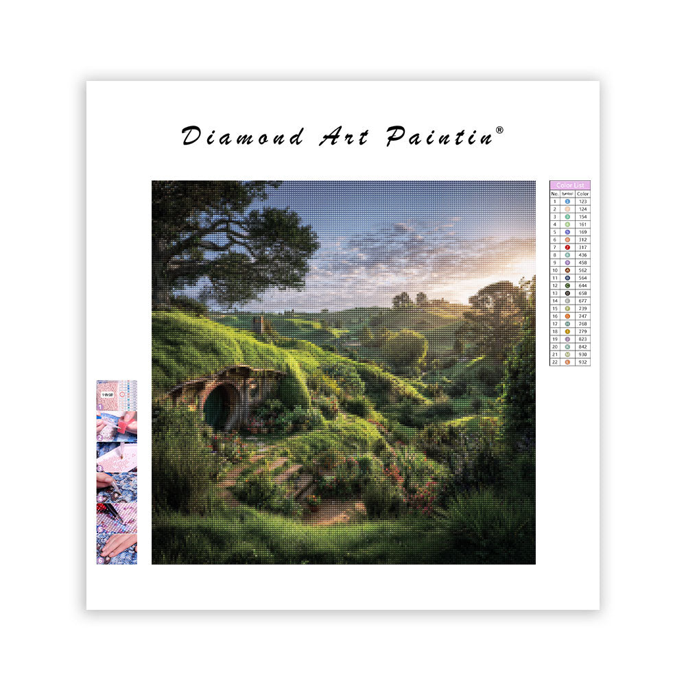 Hobbitons gröna kullar - Diamantmålning