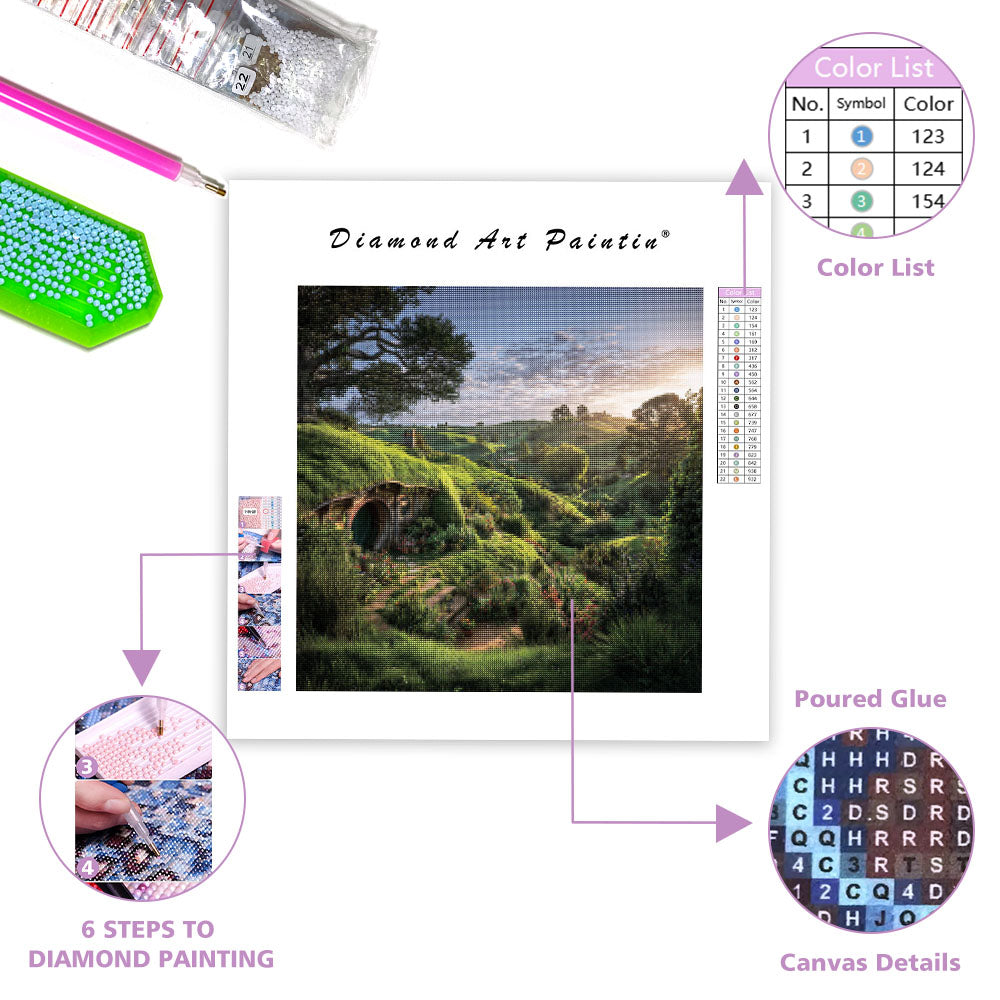 Hobbitons gröna kullar - Diamantmålning