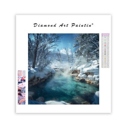 Hokkaido snöiga onsen - diamantmålning