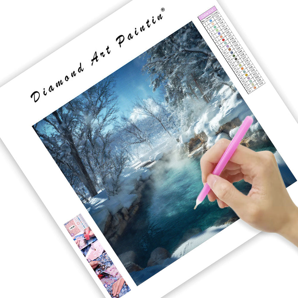 Hokkaido snöiga onsen - diamantmålning