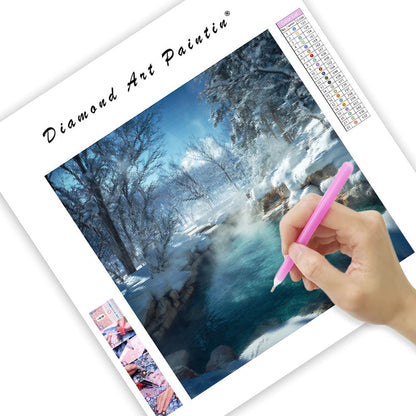 Hokkaido snöiga onsen - diamantmålning