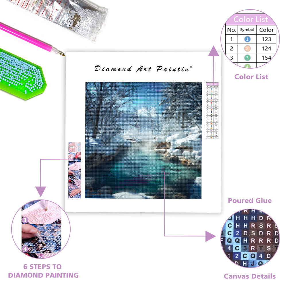 Hokkaido snöiga onsen - diamantmålning