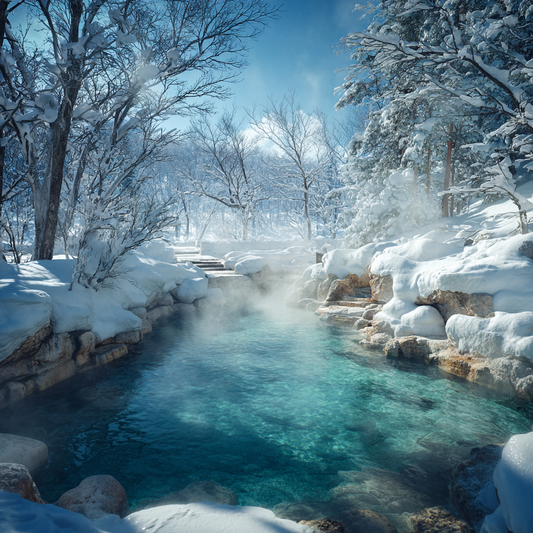 Hokkaido snöiga onsen - diamantmålning