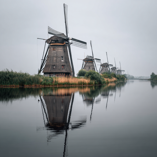 Kinderdijk väderkvarnar reflektion - Diamantmålning