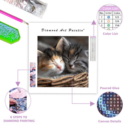 Kattungars gosiga sömn - Diamantmålning