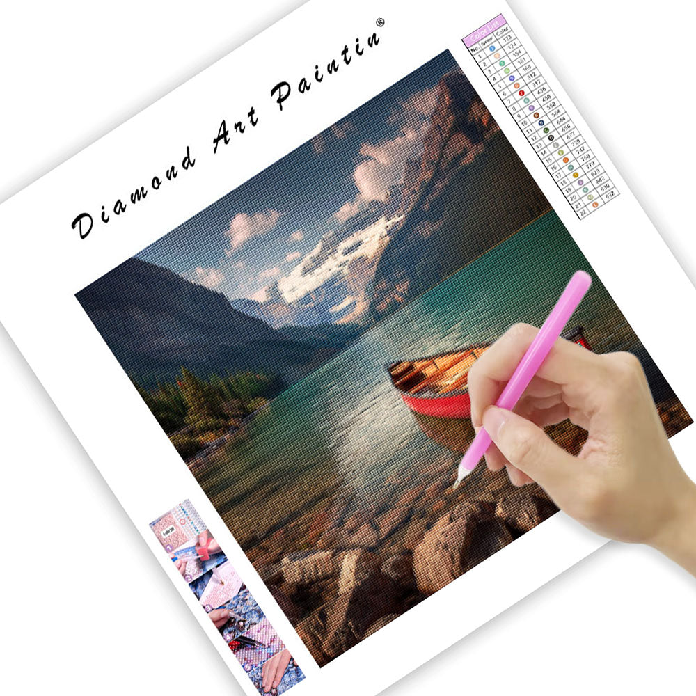 Lake Louise Emerald Canoe - Diamantmålning