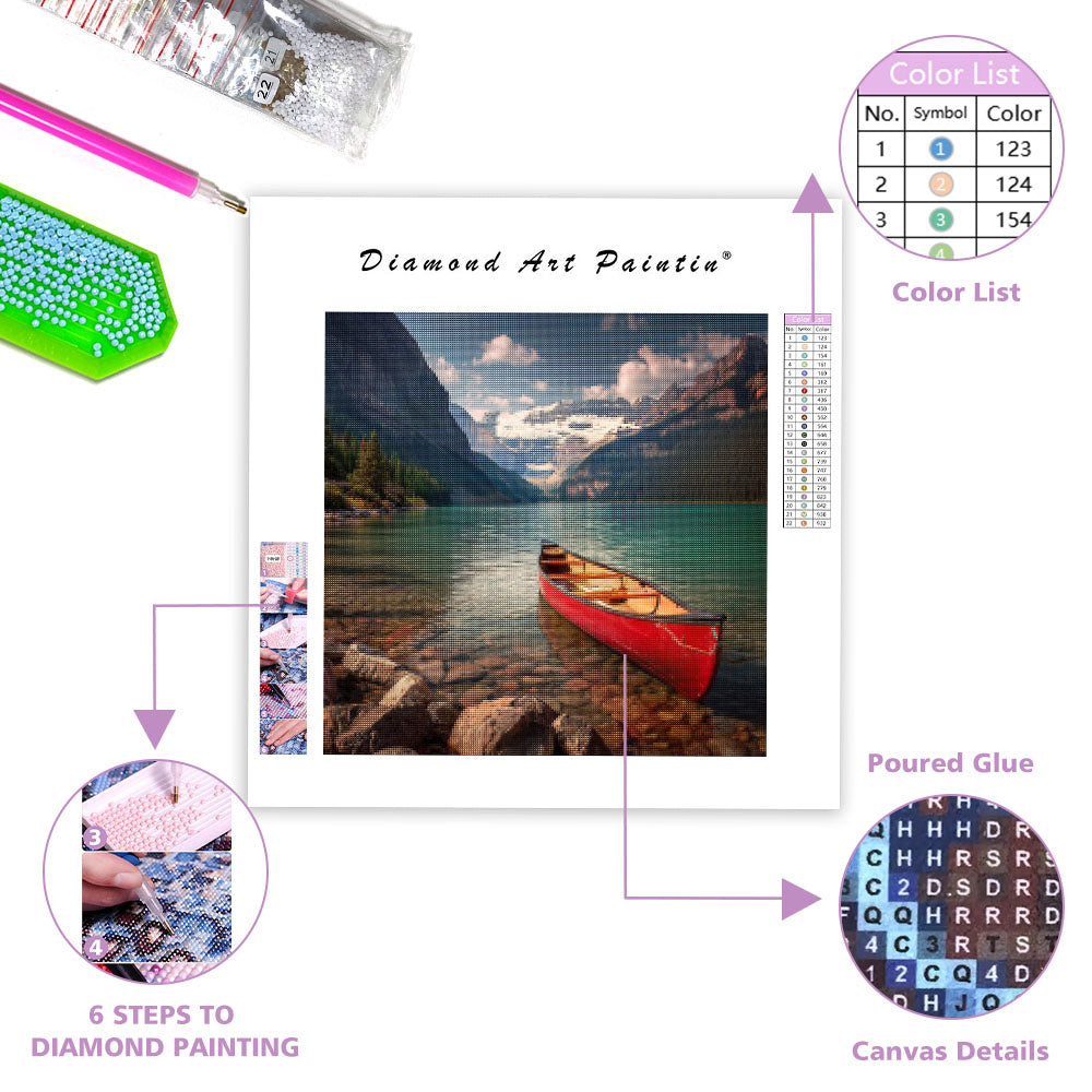 Lake Louise Emerald Canoe - Diamantmålning