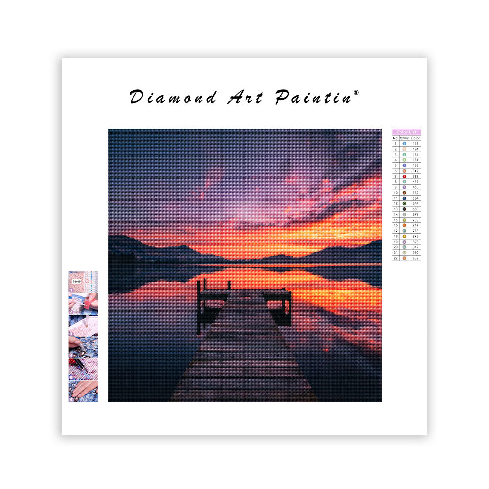 Sjöns solnedgångsljus - Diamantmålning