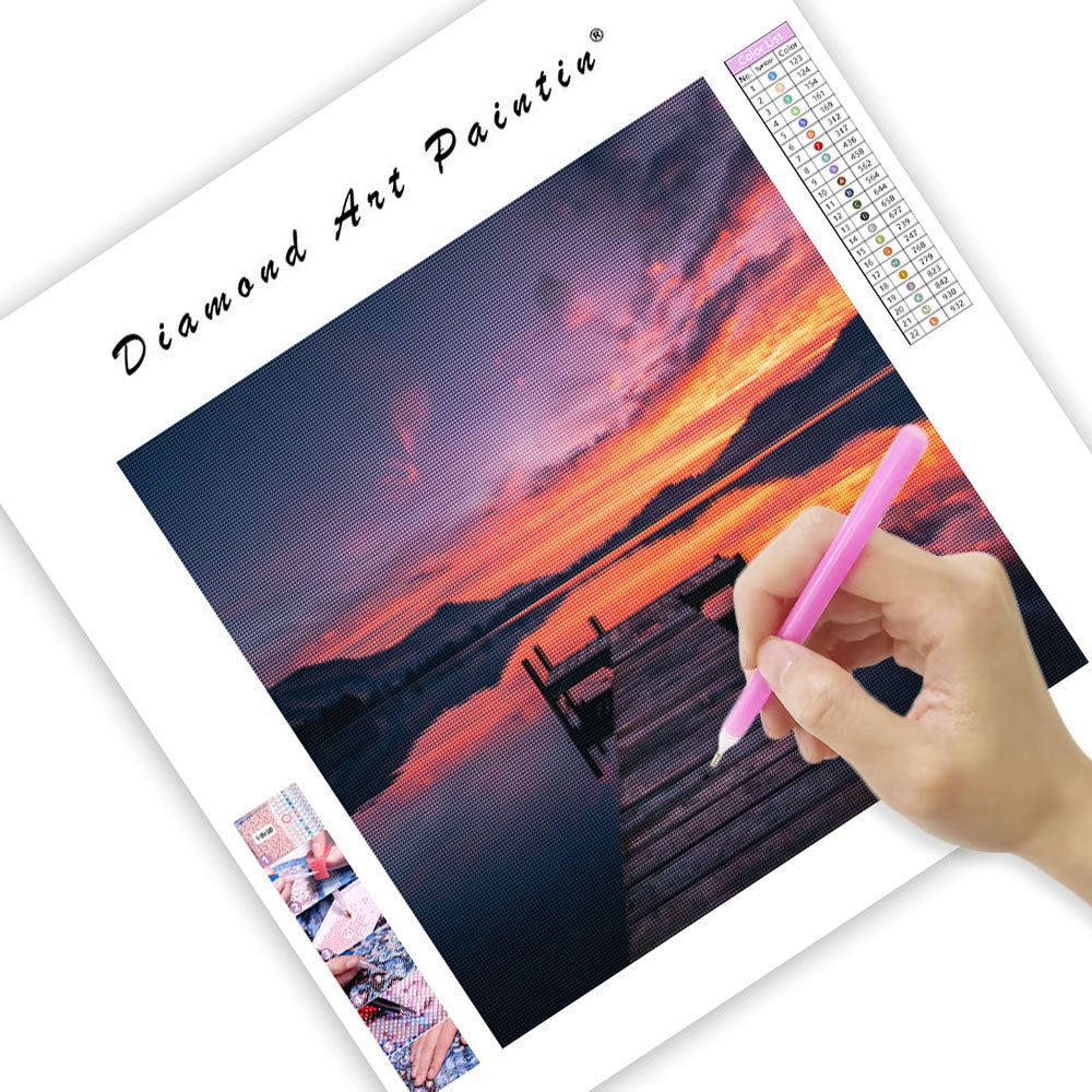 Sjöns solnedgångsljus - Diamantmålning