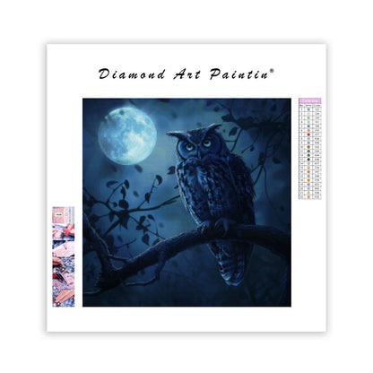 Månbelyst ugglaskådare - Diamantmålning