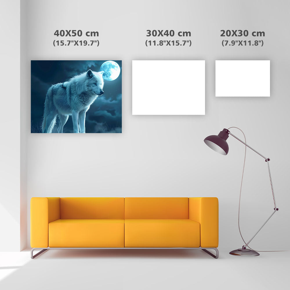 Månbelyst vit varg - Diamantmålning