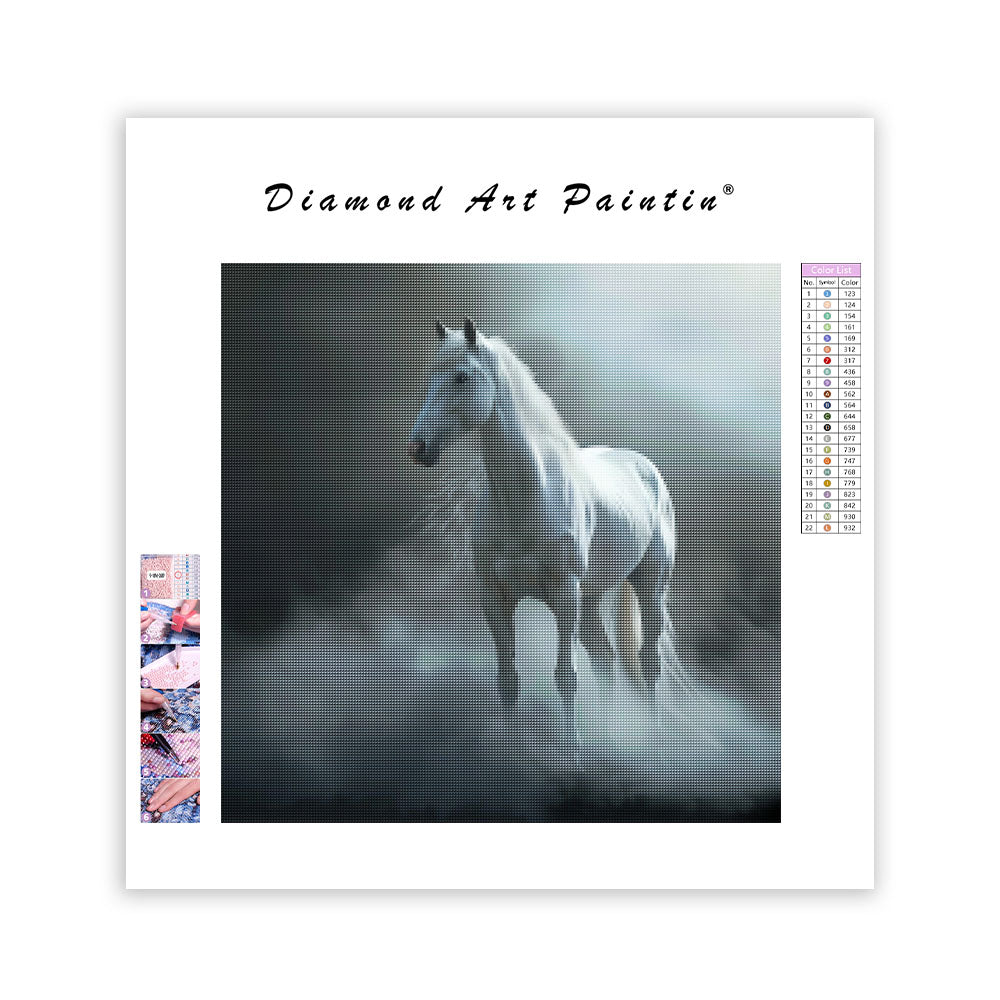 Mystisk häst i dimma - Diamantmålning