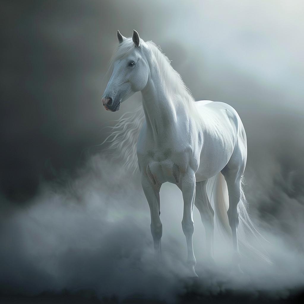 Mystisk häst i dimma - Diamantmålning