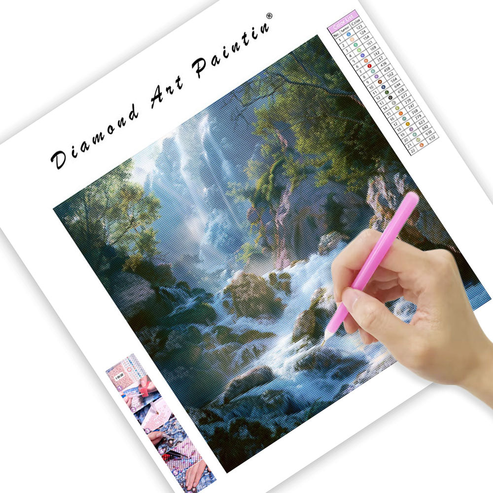 Mystisk vattenfallsljus - Diamantmålning