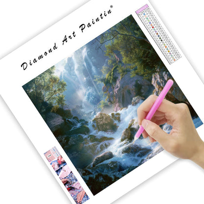 Mystisk vattenfallsljus - Diamantmålning