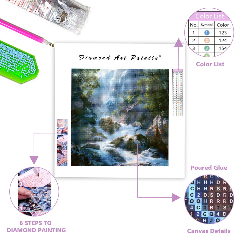 Mystisk vattenfallsljus - Diamantmålning