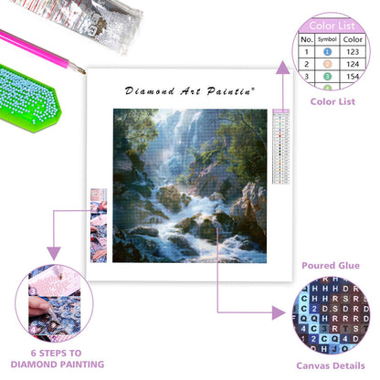 Mystisk vattenfallsljus - Diamantmålning