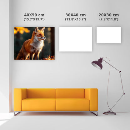 Röd räv i höstskog - Diamantmålning