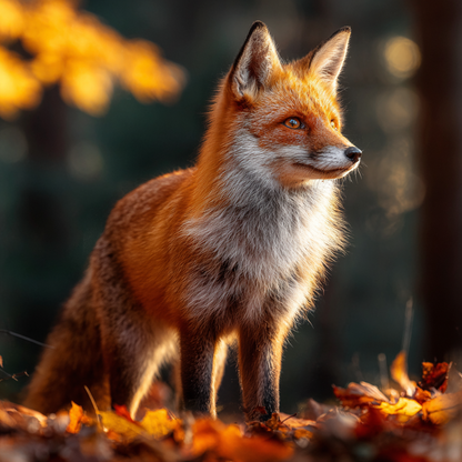 Röd räv i höstskog - Diamantmålning