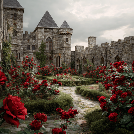 Rosenträdgård vid ett gammalt slott - Diamantmålning