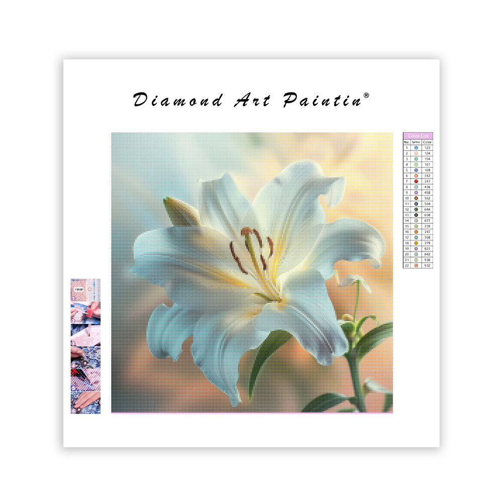 Vit lilja glöd - diamantmålning