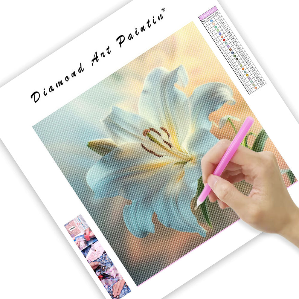 Vit lilja glöd - diamantmålning