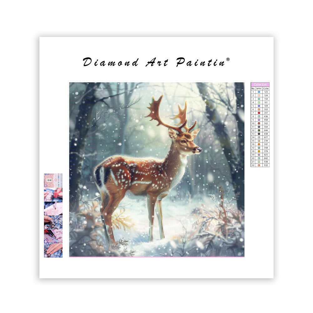 Vinterblommande hjort - Diamantmålning