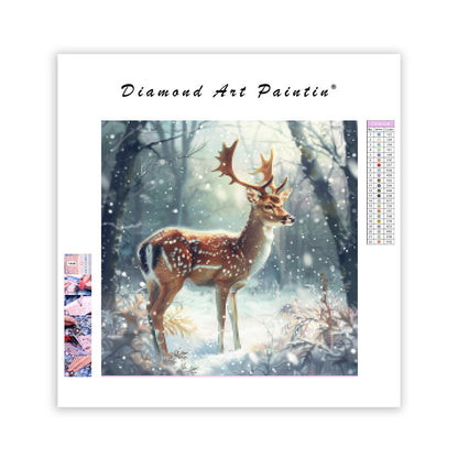 Vinterblommande hjort - Diamantmålning