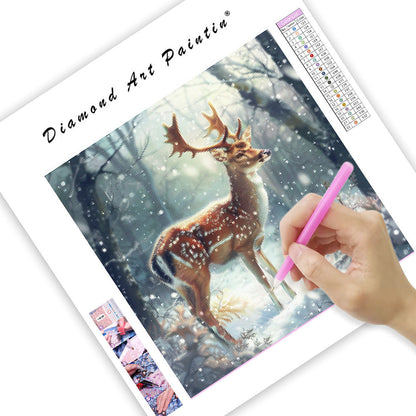 Vinterblommande hjort - Diamantmålning