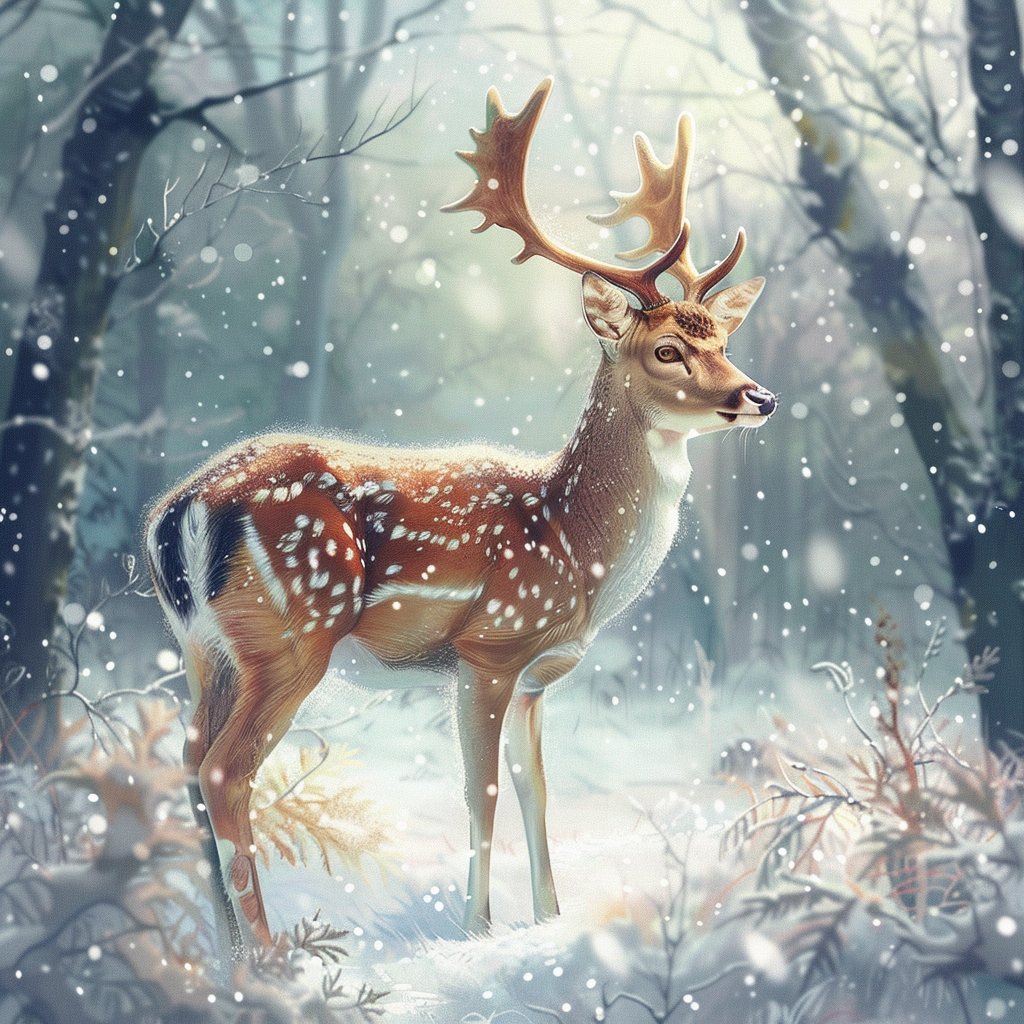 Vinterblommande hjort - Diamantmålning