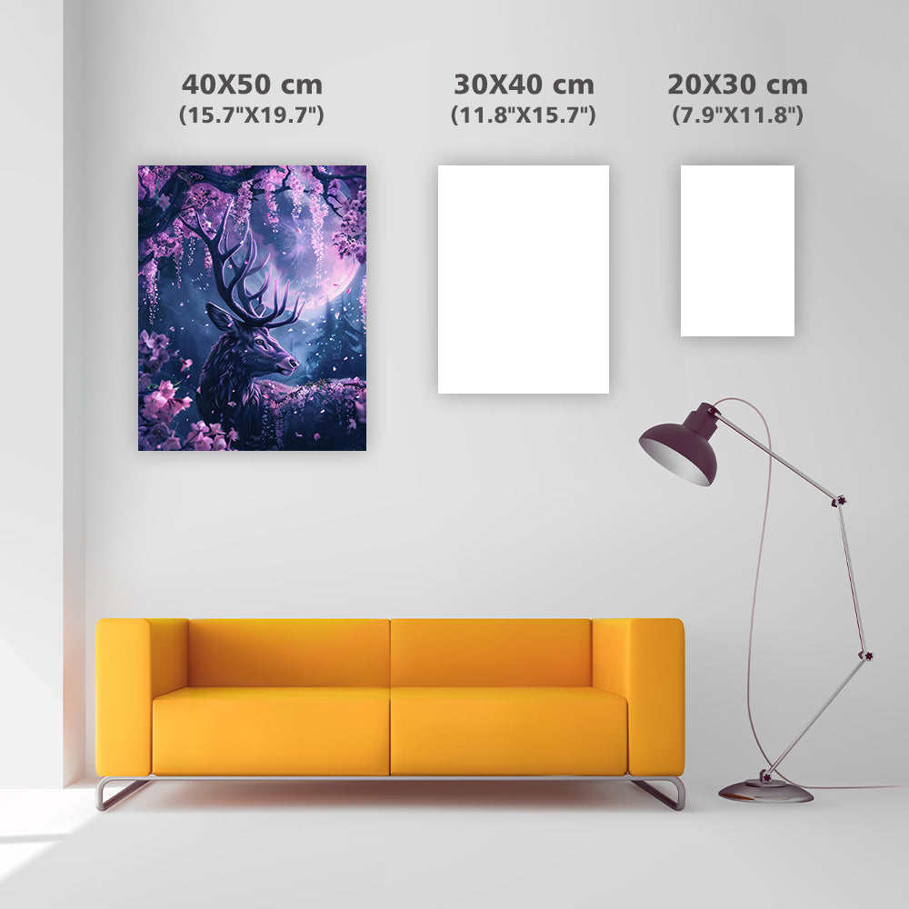 Hjort bland blomster – Diamantmålning