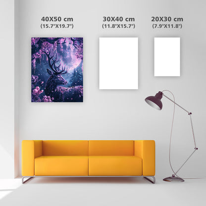 Hjort bland blomster – Diamantmålning