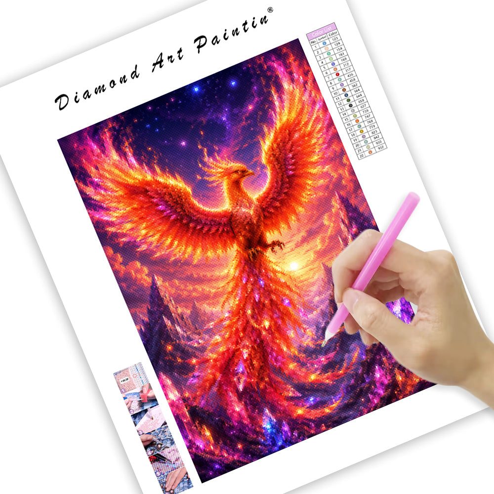 Kristallfenix i eld – Diamantmålning